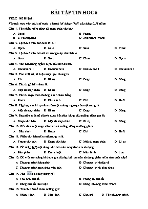 Bài tập môn Tin học Lớp 6 (Có đáp án)